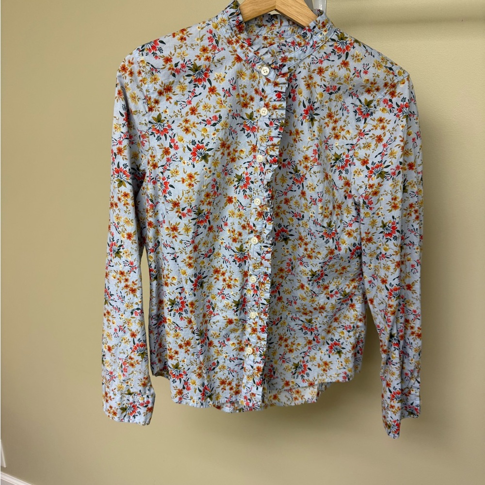 J.Crew Mercantile Floral Ruffle Button-Front Shirt (M)